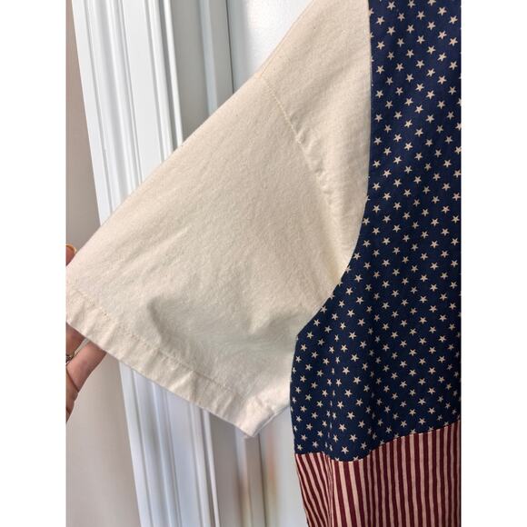 Vintage Hanes Beefy Patriotic Print Patchwork Reversible Shirt Vest Set L/M cat - Picture 4 of 16